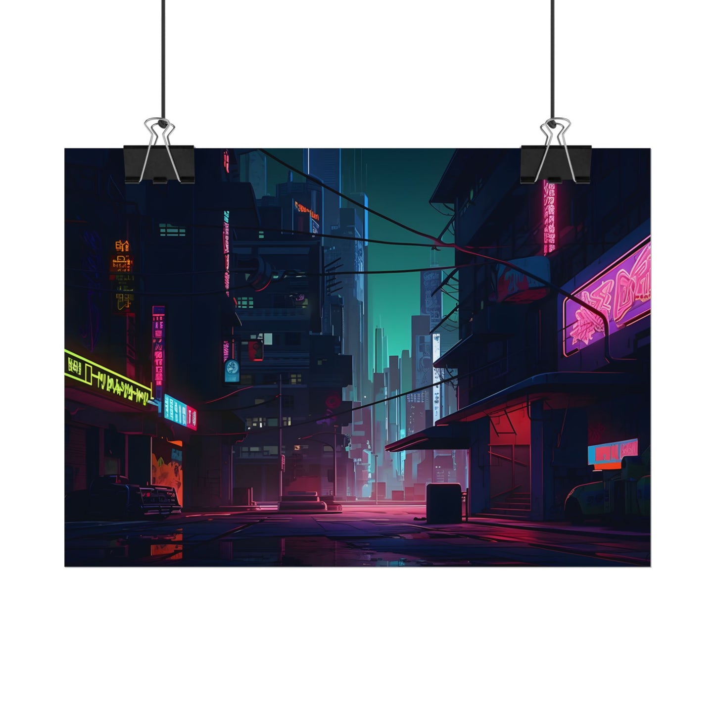 Nightfall in Neo-City: A Melancholic Cyberpunk Scene - Poster