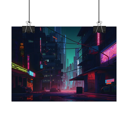 Nightfall in Neo-City: A Melancholic Cyberpunk Scene - Poster