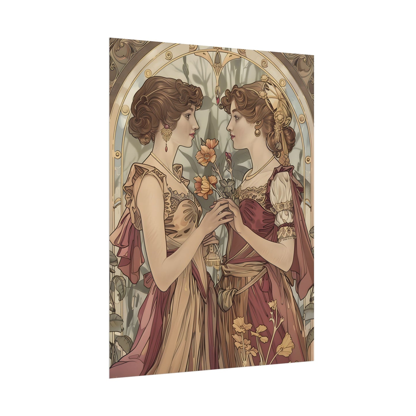 Middle Eastern Floral Beauty: Traditional Attire Digital Art - Poster