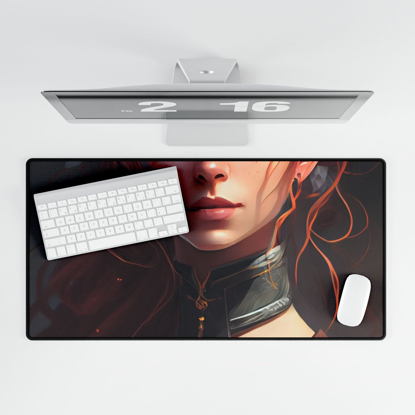 Redheaded Beauty: Formal Portrait in Dark Dress - Desk Mat