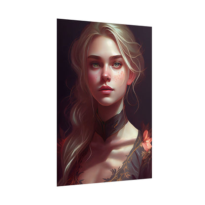 Astonishing Blonde Portrait: Artistic Beauty in Darkness - Poster