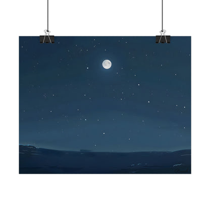 Starry Night Sky: Minimalist Beauty in Blue - Poster