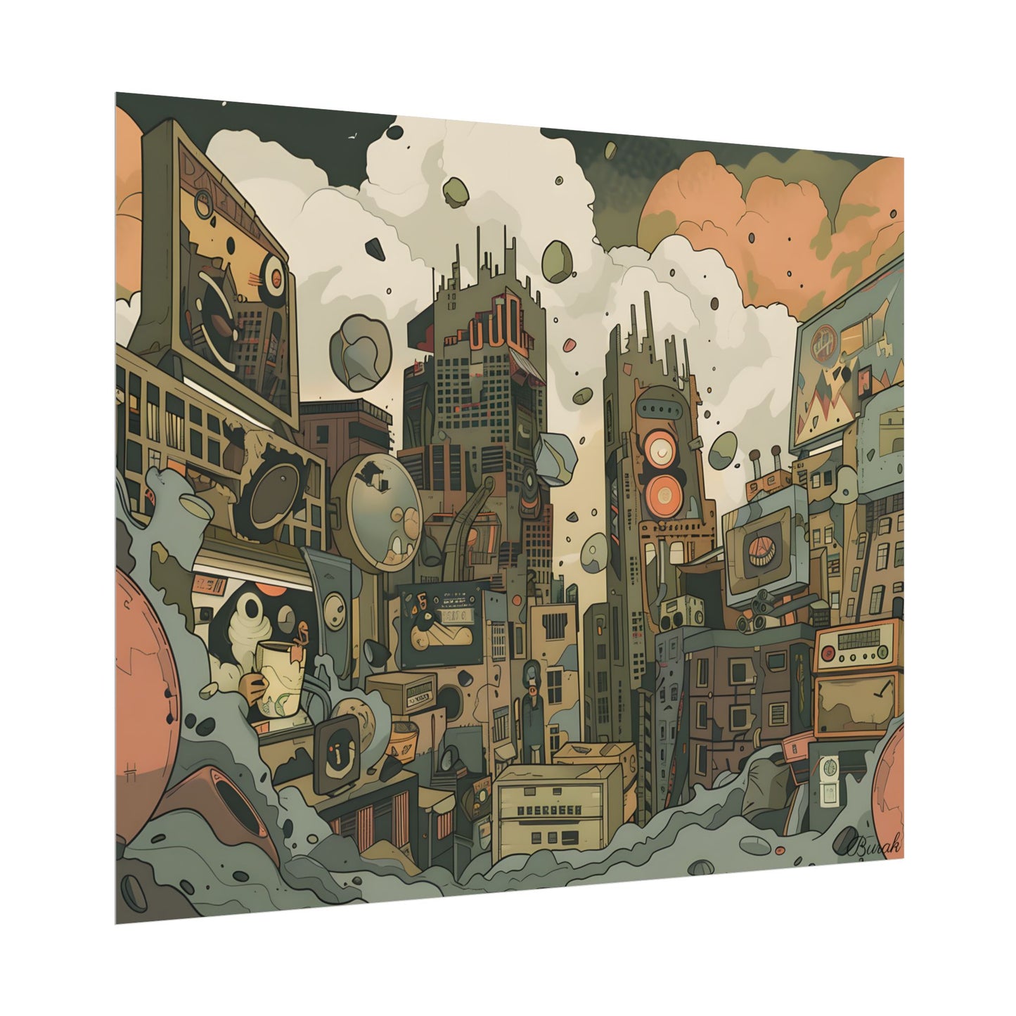 Comic Book Style Iconic Mask: Bold Lines and Dramatic Details - Poster