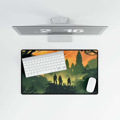 Timeless Grayscale: A Duo's Bond - Desk Mat