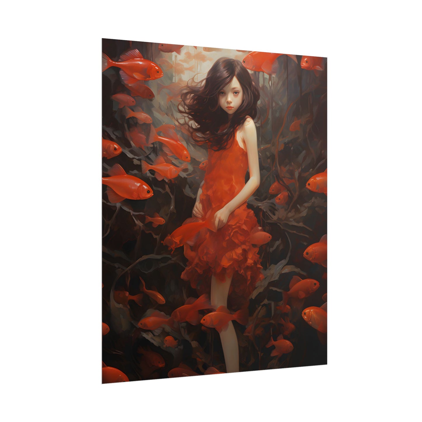 Simple Orange Still Life: Casual Wooden Table Art - Poster