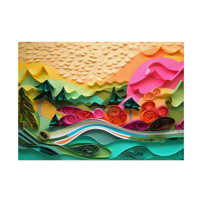 Magical Beach Landscape: Paper Quilling Art Piece - Poster