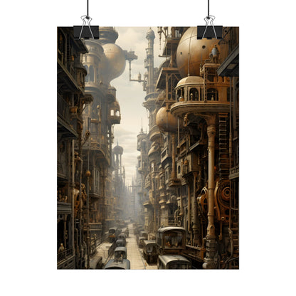 Steampunk Cityscape: A Glimpse into Jules Verne's Paris - Poster
