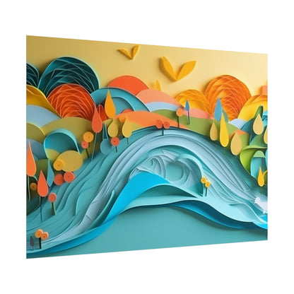 Magical Peaceful Beach: Paper Quilled Serenity - Poster