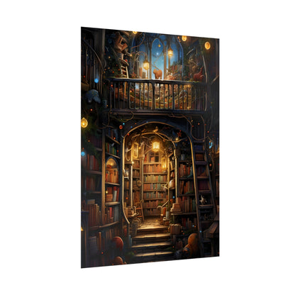 Magical Bookshop Art: A Serene & Enchanting Scene - Poster