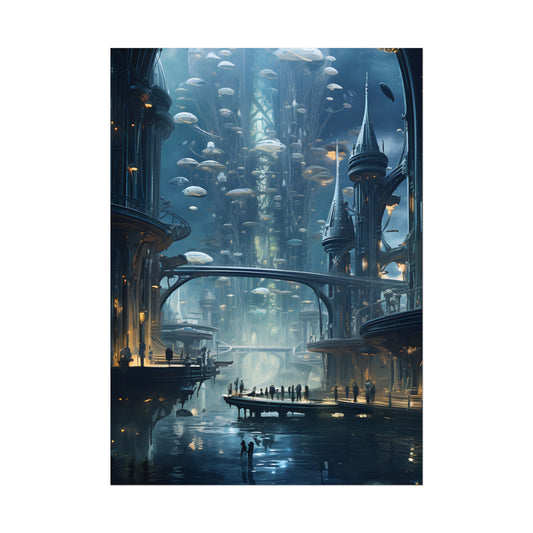 Underwater Futuristic City: Close Up Digital Artwork - Poster