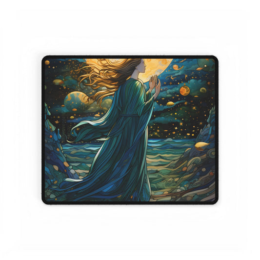 Medieval Stained Glass Church Art: Vibrant Colors & Intricate Patterns - Desk Mat