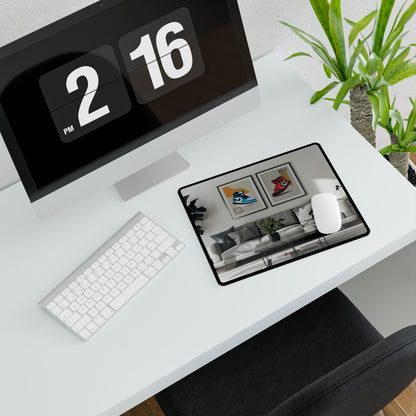 Minimalist Modern Living Room: Neutral Colors & Natural Light Art - Desk Mat