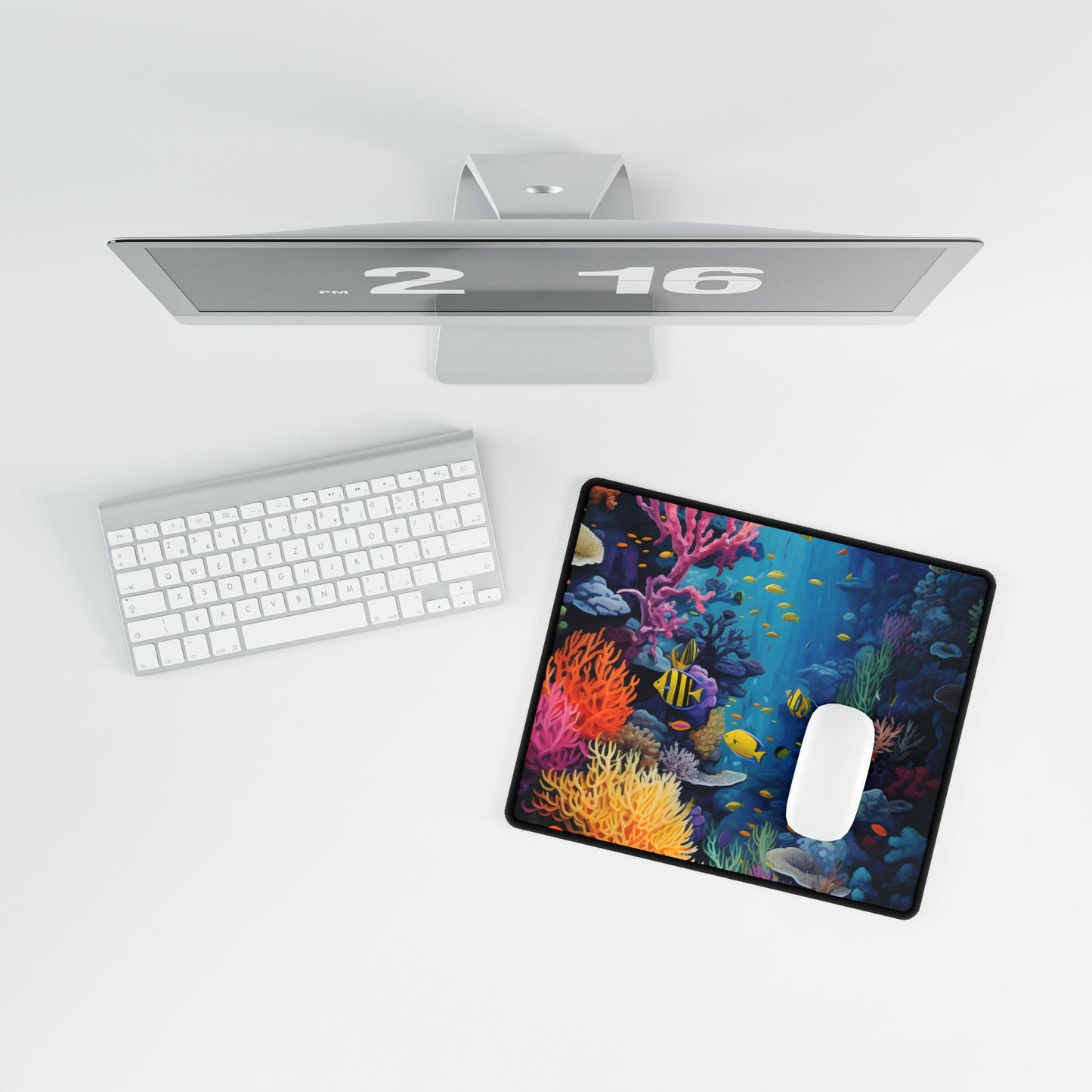 Vibrant Coral Reef Sanctuary: Underwater Artwork - Desk Mat