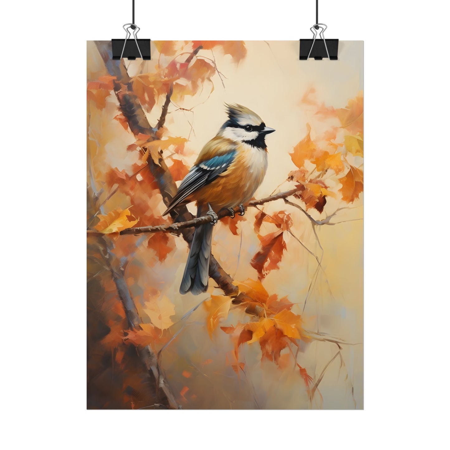 Vibrant Oak Branch: Colorful Leaves Oil Painting - Poster