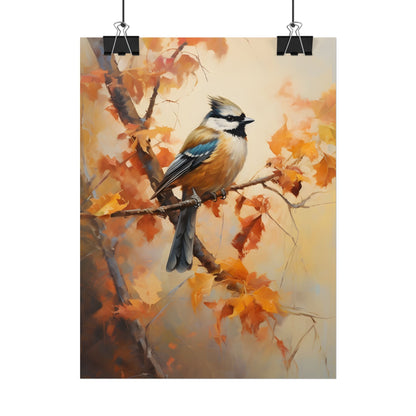 Vibrant Oak Branch: Colorful Leaves Oil Painting - Poster