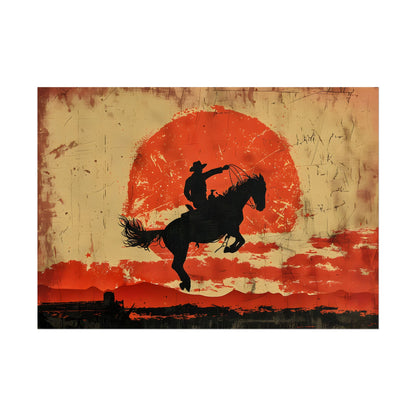 Vintage Rodeo Cowboy: Classic Bucking Bronco Art - Poster