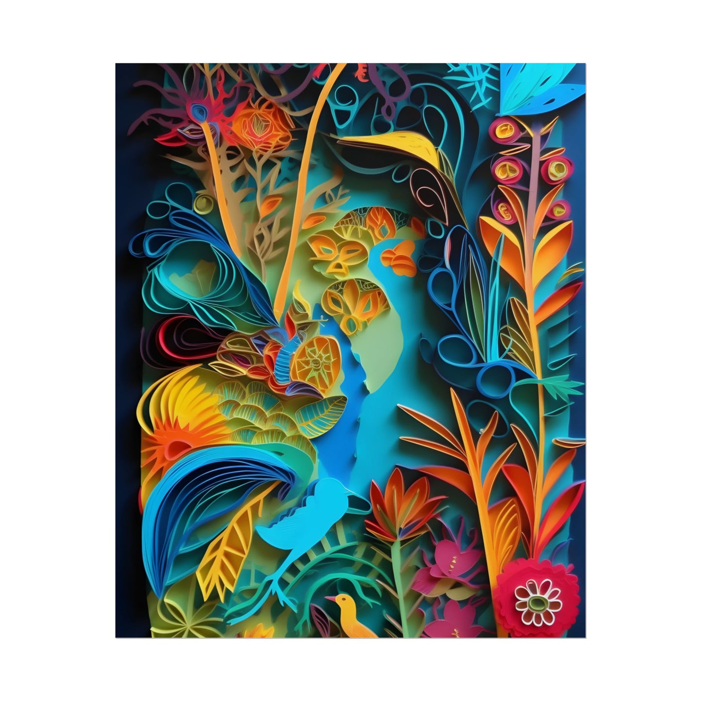 Indian Quilled Landscape: Colorful Paper Art - Poster