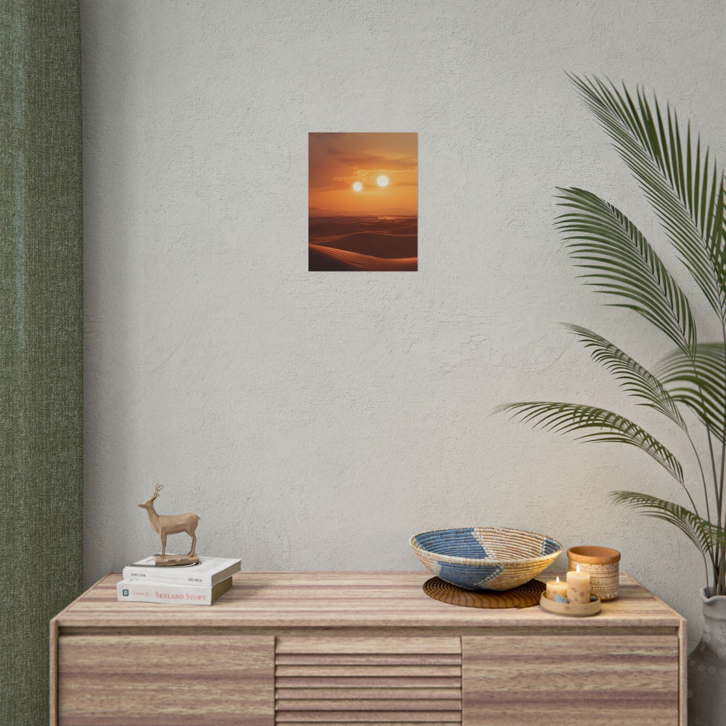 Serene Binary Sunset Artwork: A Peaceful Landscape - Poster