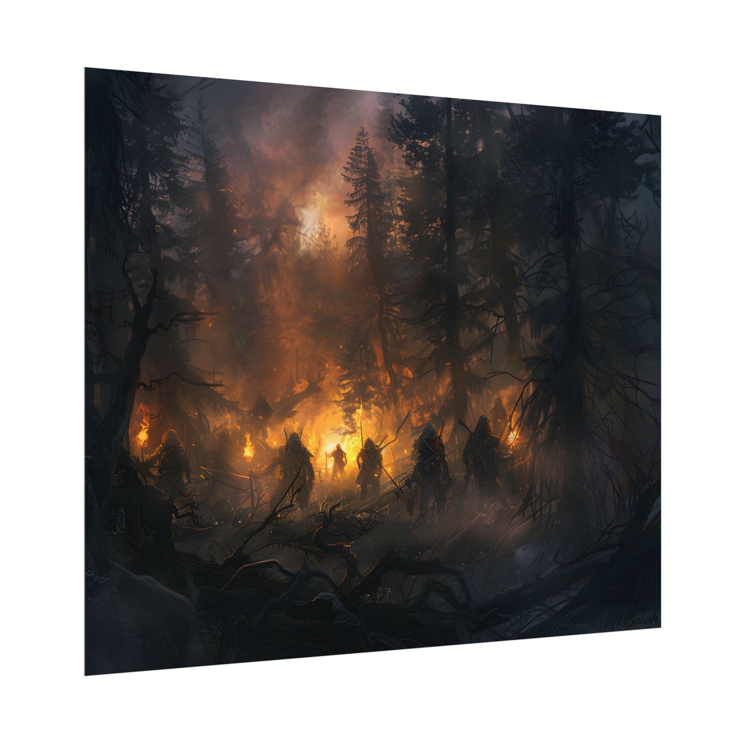 Tranquil Forest Sunset: People Connecting with Nature - Poster