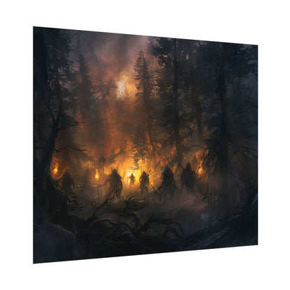Tranquil Forest Sunset: People Connecting with Nature - Poster