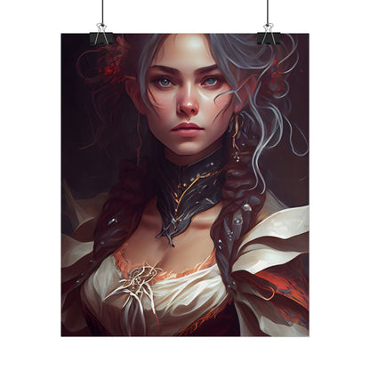 Glamorous Mid-20s Female Portrait: Black Hair Artwork - Poster