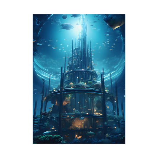 Underwater Futuristic City: Dark Aquatic Metropolis - Poster