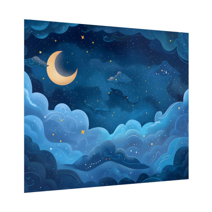 Whispers of a Whimsical Night Sky: Dreamy Celestial Artwork - Poster