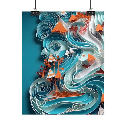 Paper Quilled Canyon Landscape: Natural Desert Artwork - Poster