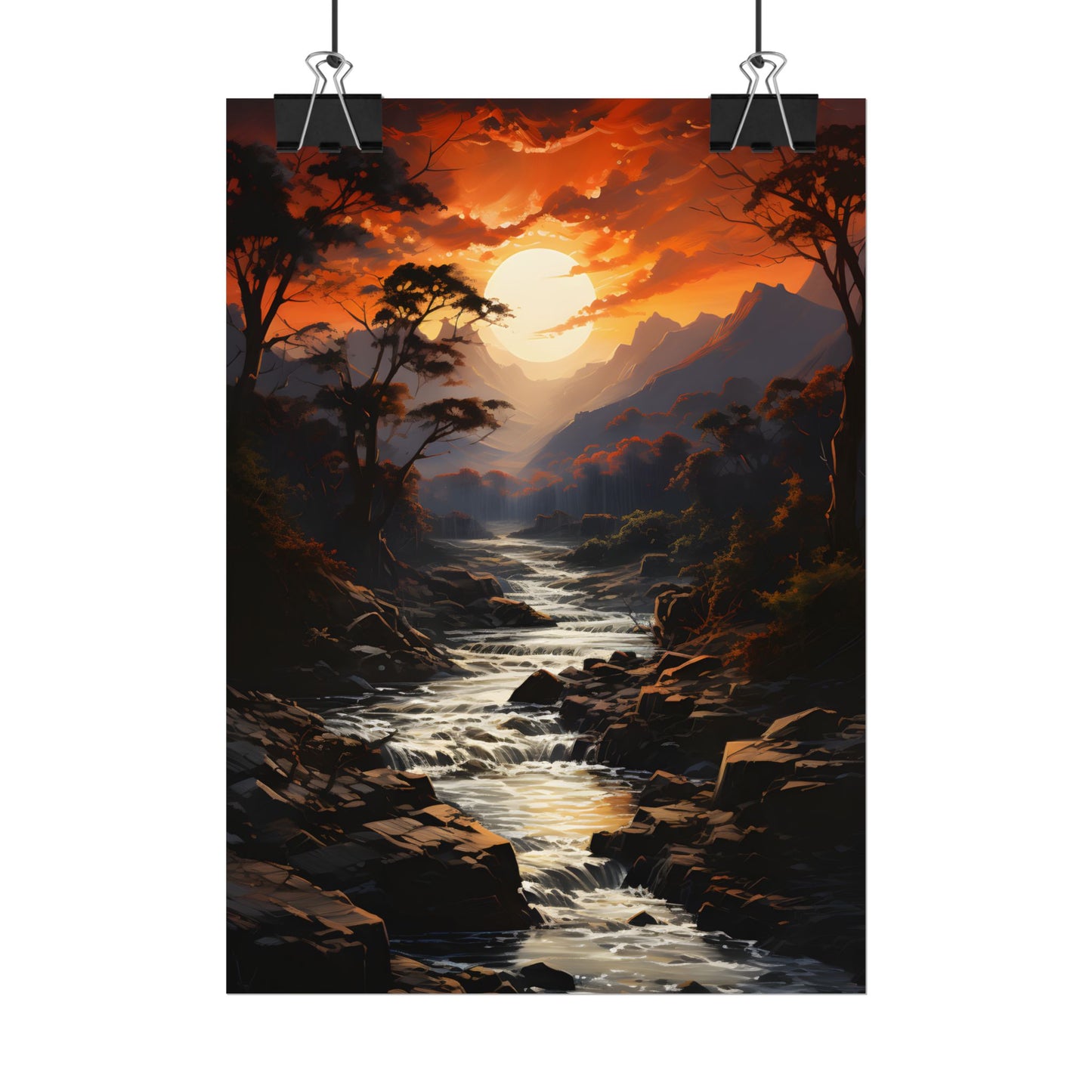 Breathtaking Waterfall: Impressionist Oil Painting in Serene Atmosphere - Poster