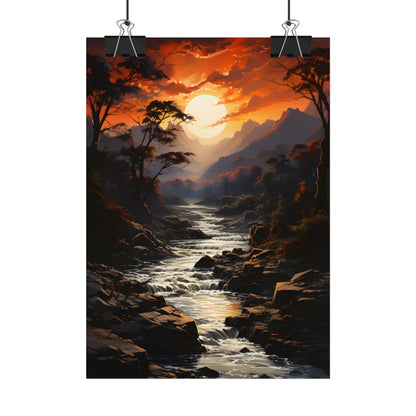 Breathtaking Waterfall: Impressionist Oil Painting in Serene Atmosphere - Poster