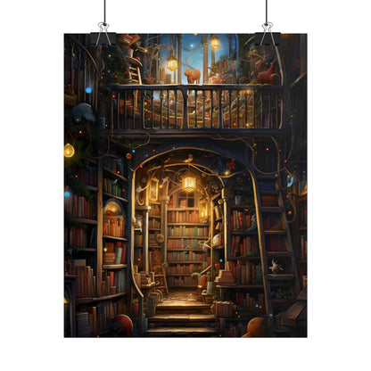 Magical Bookshop Art: A Serene & Enchanting Scene - Poster