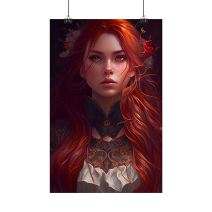 Redhead Female Portrait in a Dress - Poster