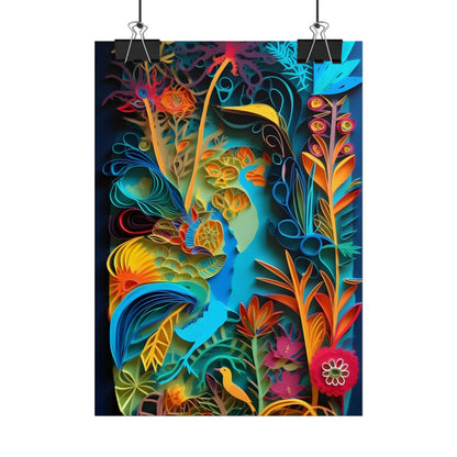 Indian Quilled Landscape: Colorful Paper Art - Poster