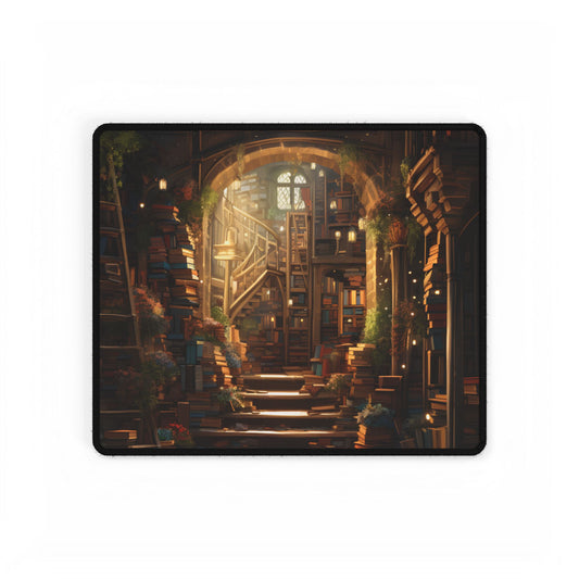 Magical Bookshop: Cozy Artwork of a Charming Bookshop - Desk Mat