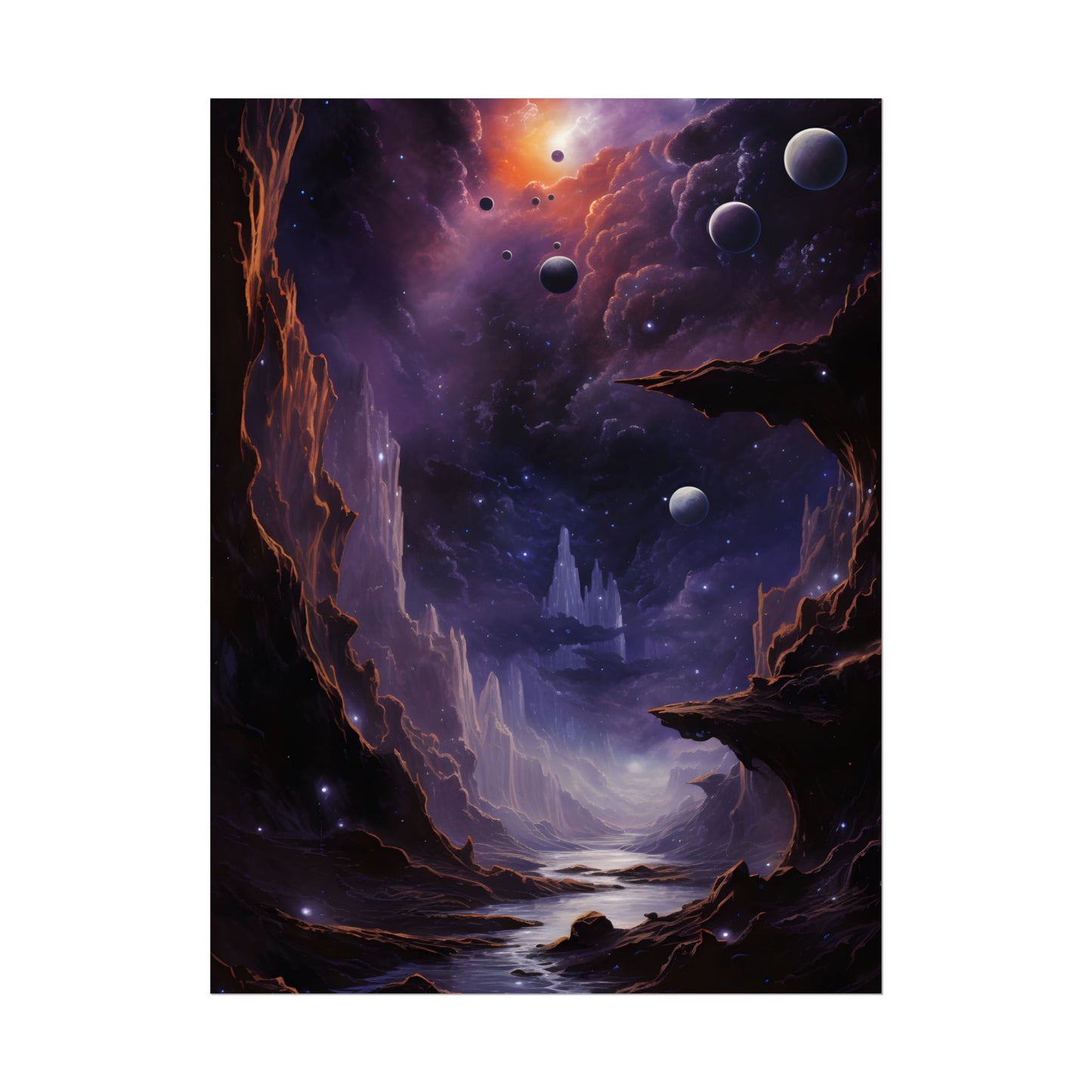 Black Hole Cosmic Odyssey: A Massive Planet's Journey Through Space - Poster