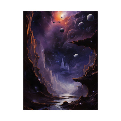 Black Hole Cosmic Odyssey: A Massive Planet's Journey Through Space - Poster