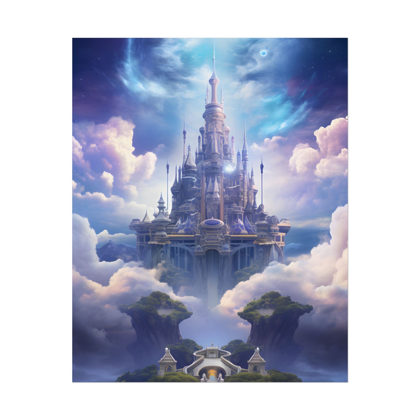 Celestial Fantasy Floating City: Dreamlike Artwork - Poster