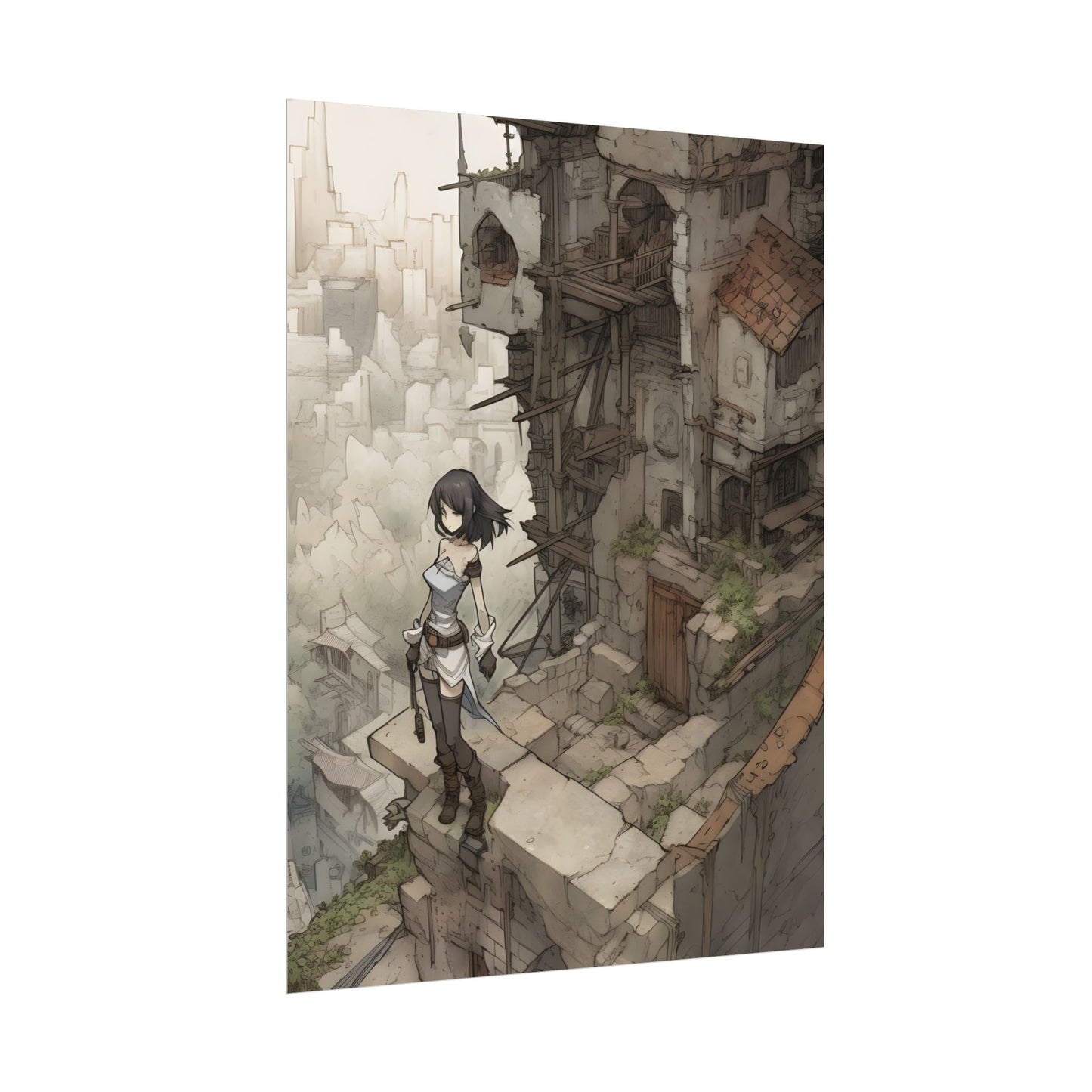 Dramatic Anime Bird Art: Detailed Illustration - Poster