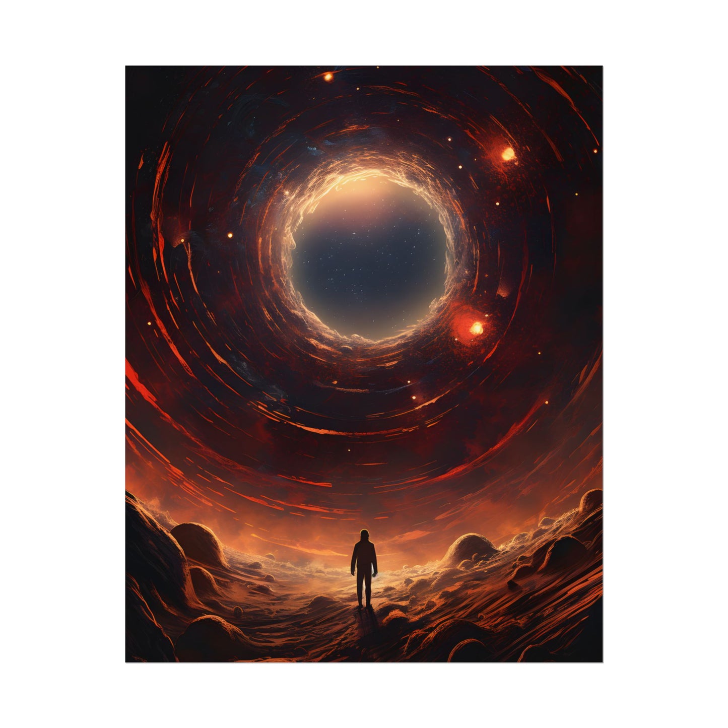Black Hole Cosmic: A Realistic Digital Artwork of a Planet in Orbit - Poster