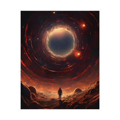 Black Hole Cosmic: A Realistic Digital Artwork of a Planet in Orbit - Poster