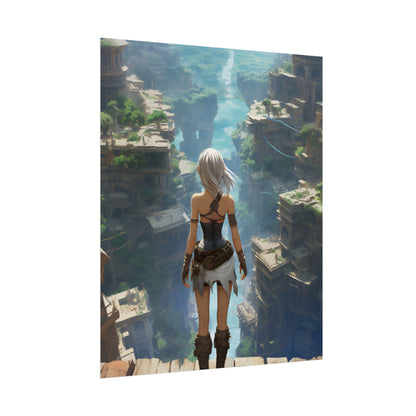 Dramatic Anime Female: Dynamic Birds Eye View Artwork - Poster