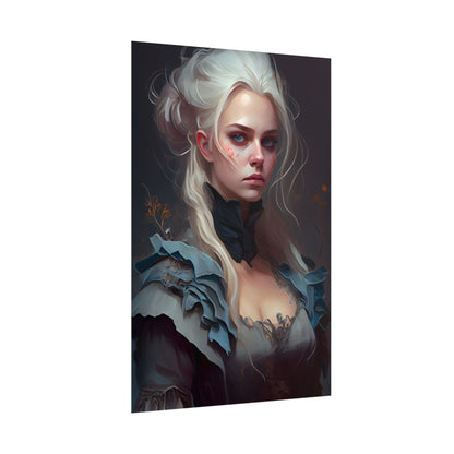 Blonde Profile Portrait: Simple Daylight Dress Art - Poster