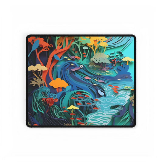 Vibrant Paper Quilling Beach Landscape: Relaxed Summer Art - Desk Mat