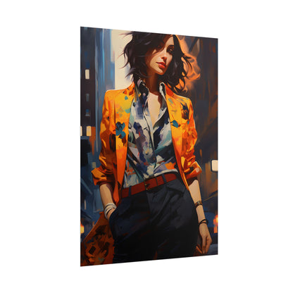 Urban Youthful Portrait: Fashionable City Style Digital Art - Poster
