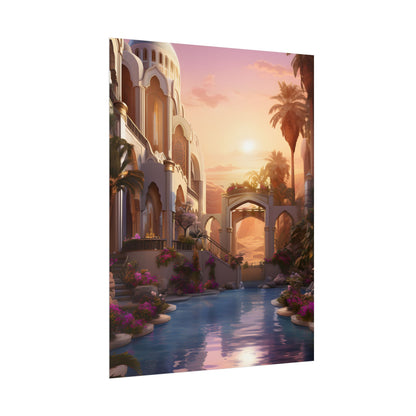 Desert Oasis Serenity: Arabian Nights-Inspired Artwork - Poster