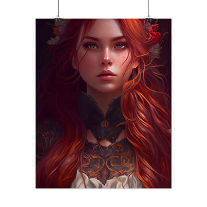 Redhead Female Portrait in a Dress - Poster