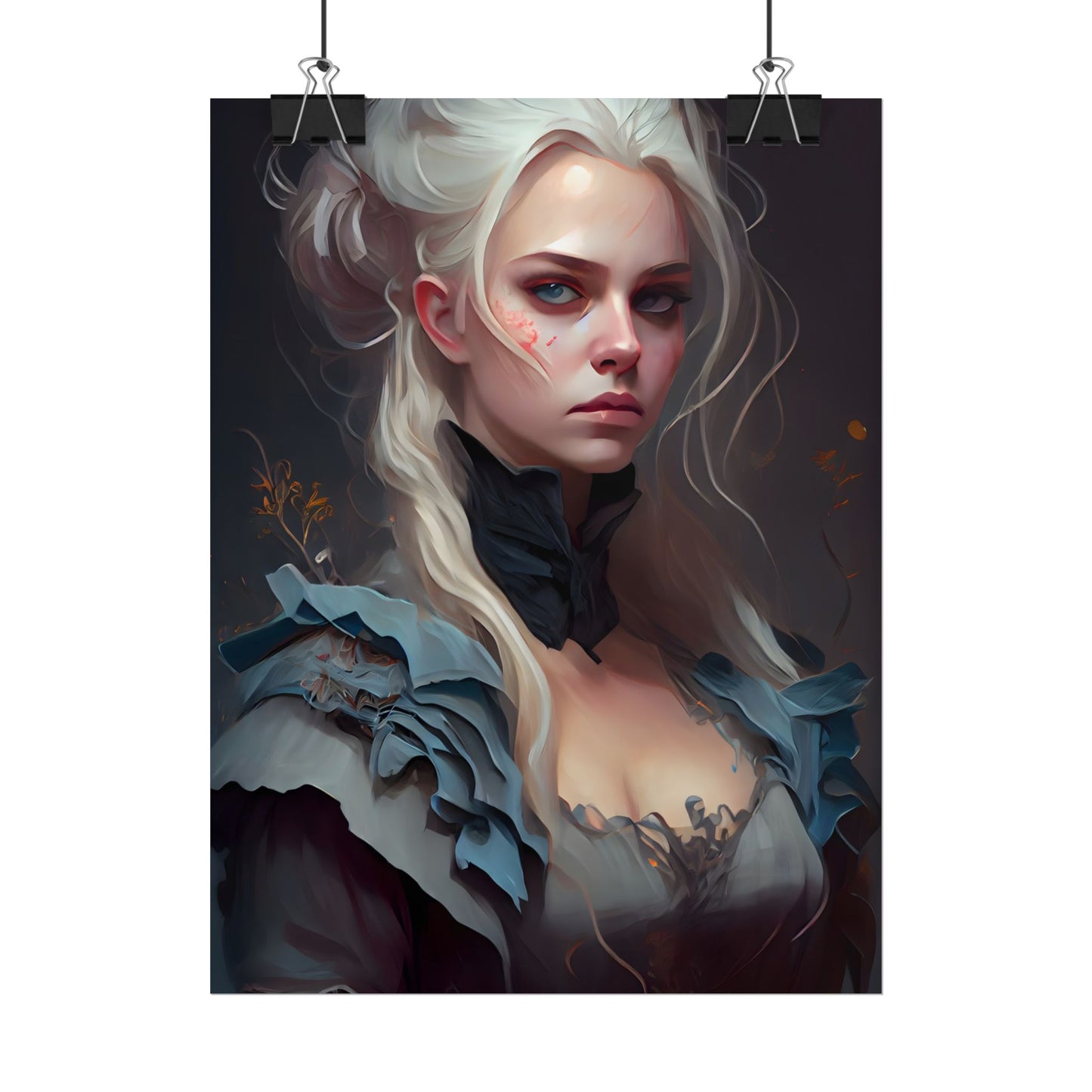Blonde Profile Portrait: Simple Daylight Dress Art - Poster