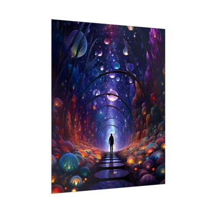 Celestial Art Gallery: Indoor Space with Starry Canvas - Poster