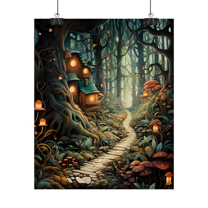 Whimsical Cartoon Forest Scene - Poster