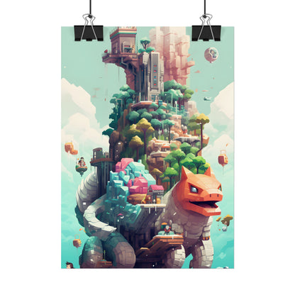 Pixelated Cyber-Pets: Digital Artwork of Illuminated Creatures - Poster